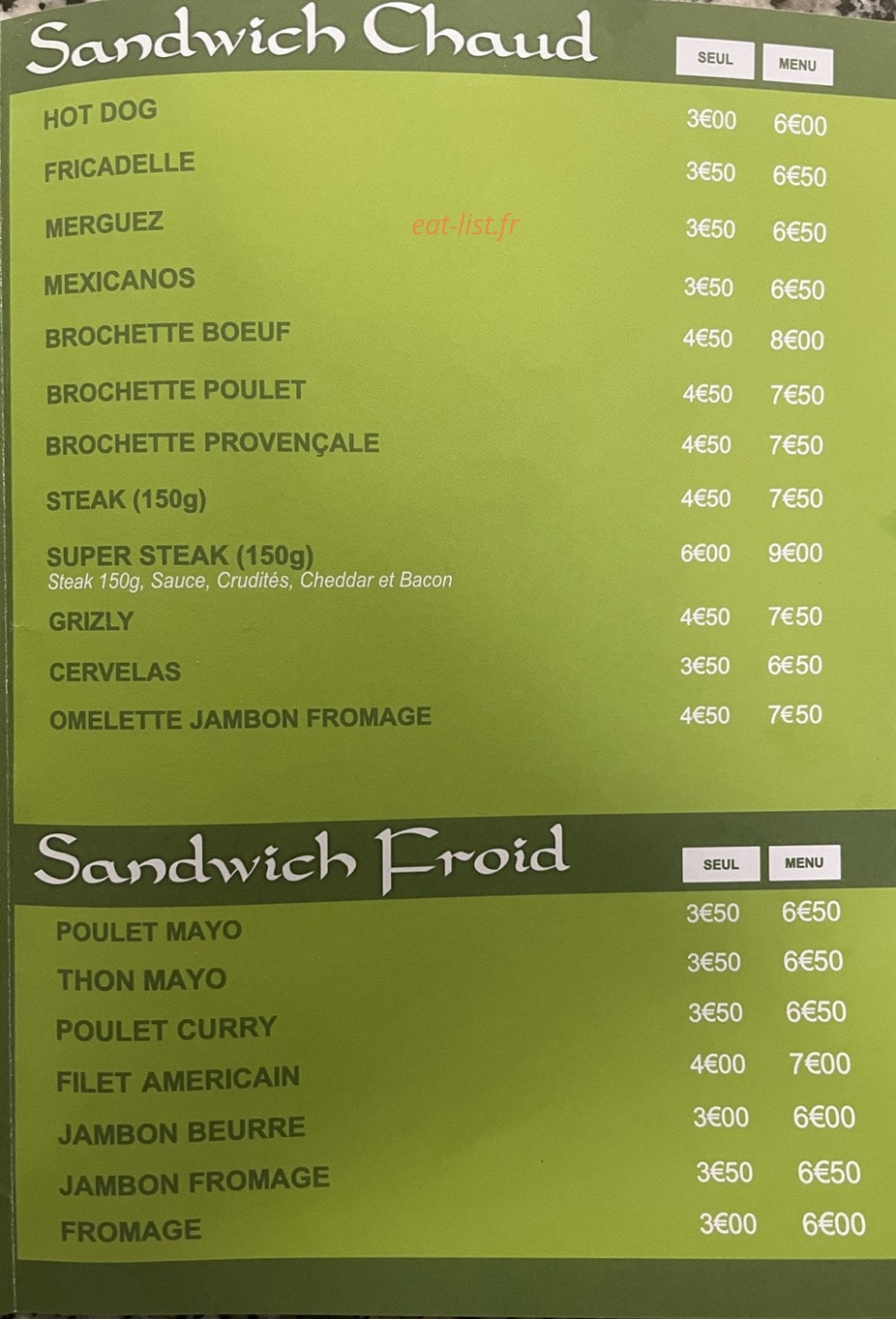 Frites & co — carte page 3