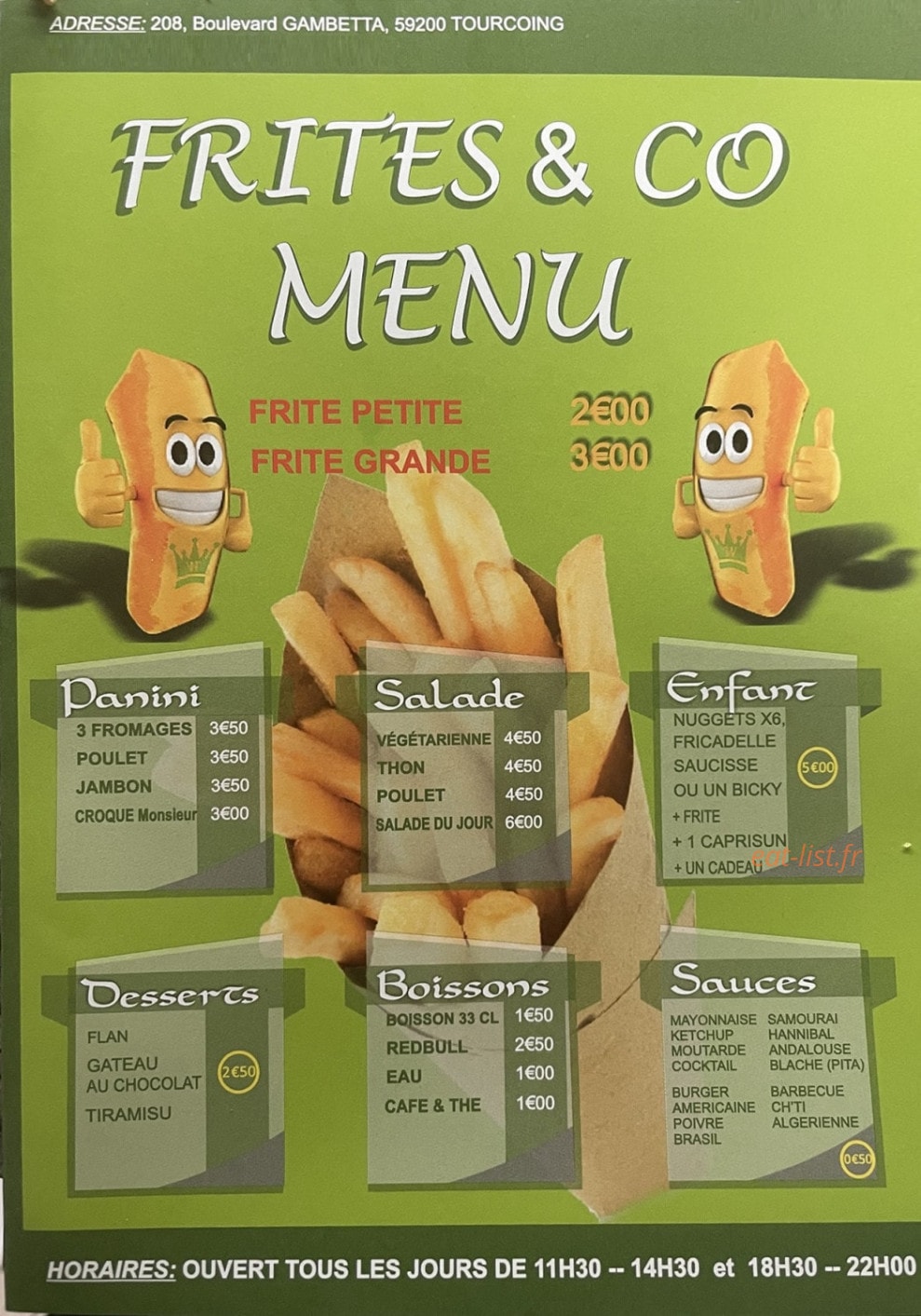 Frites & co — carte page 1