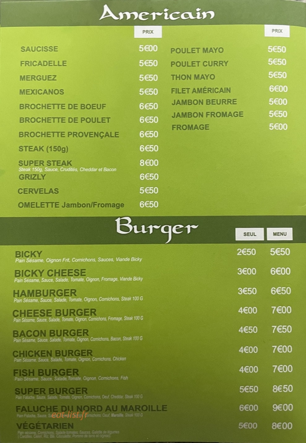 Frites & co — carte page 2