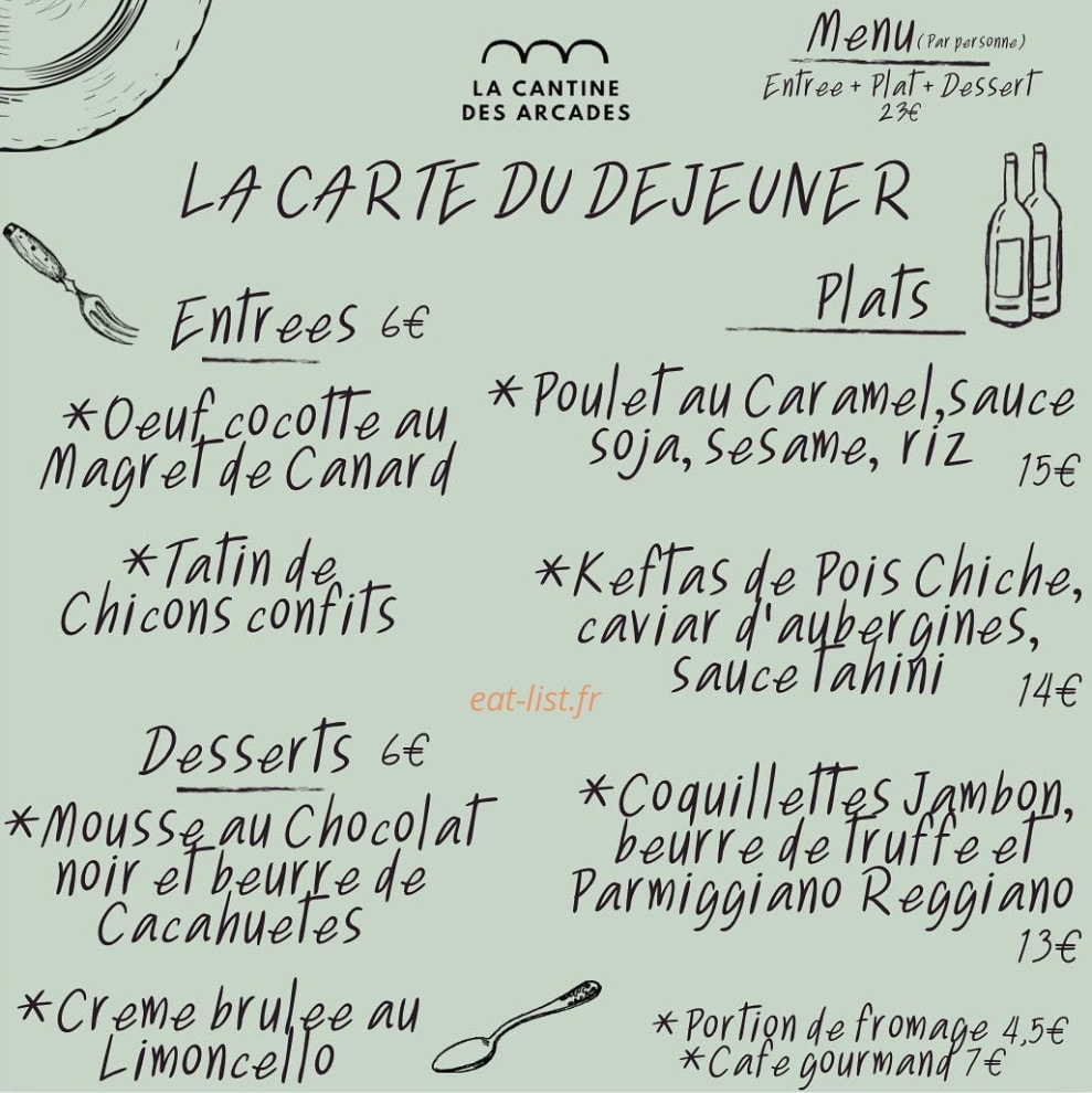 La Cantine Des Arcades — carte page 1