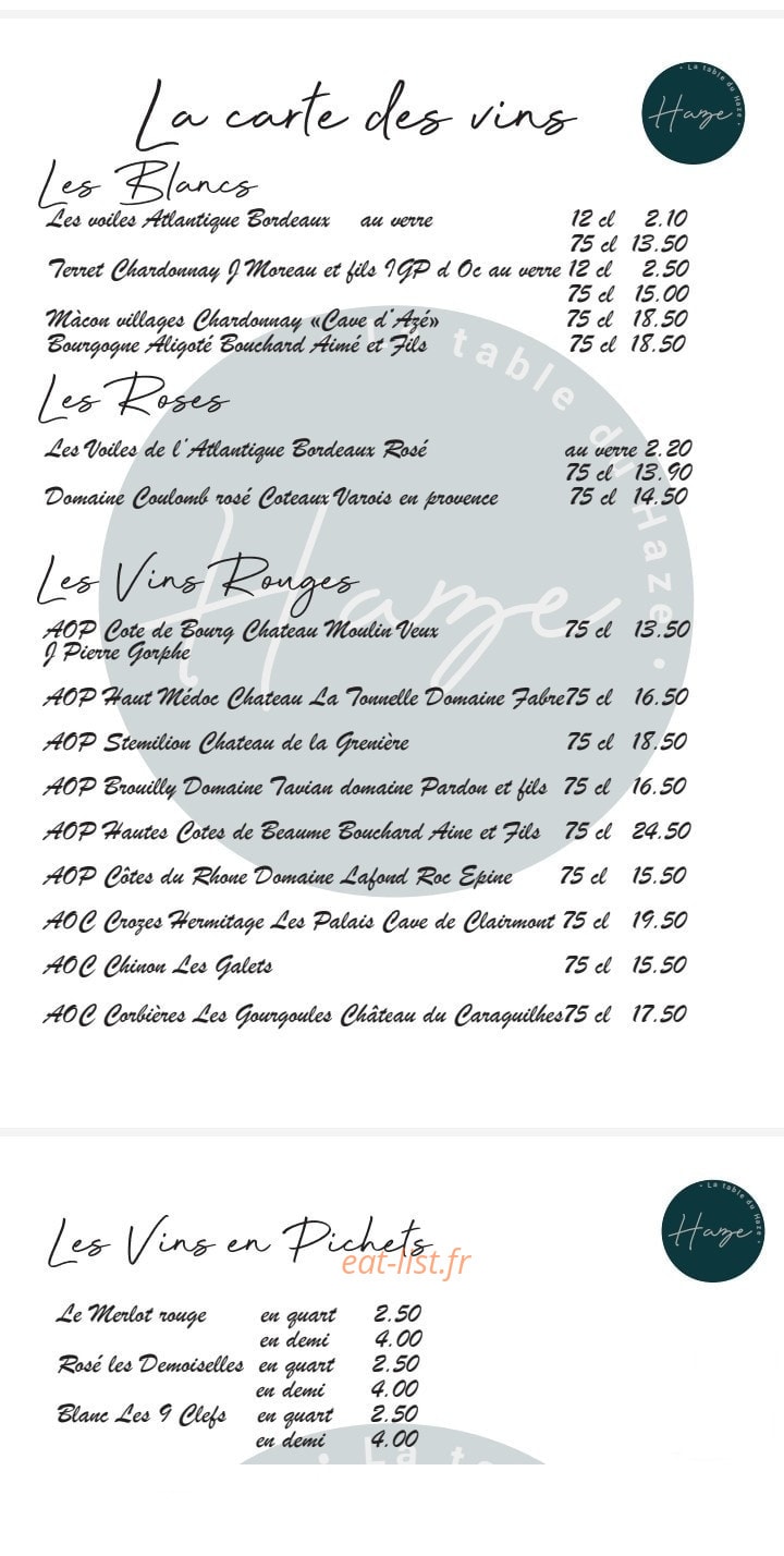 La Table du Haze — carte page 6