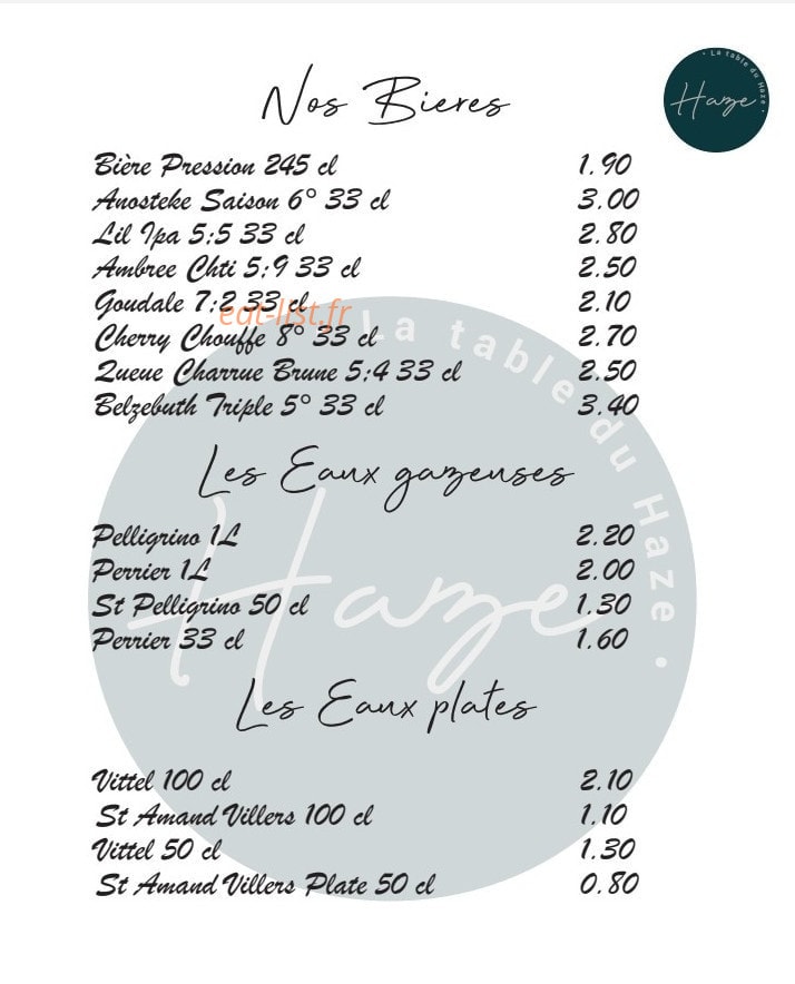 La Table du Haze — carte page 3