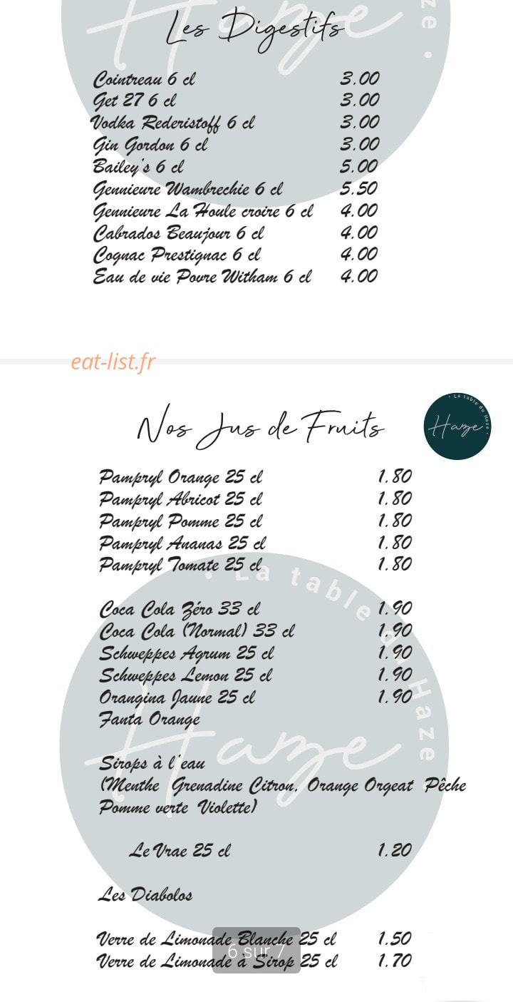 La Table du Haze — carte page 4