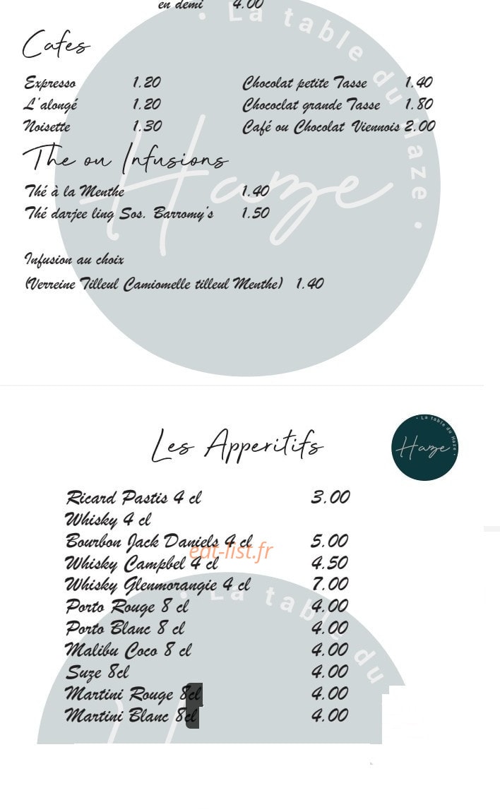 La Table du Haze — carte page 5