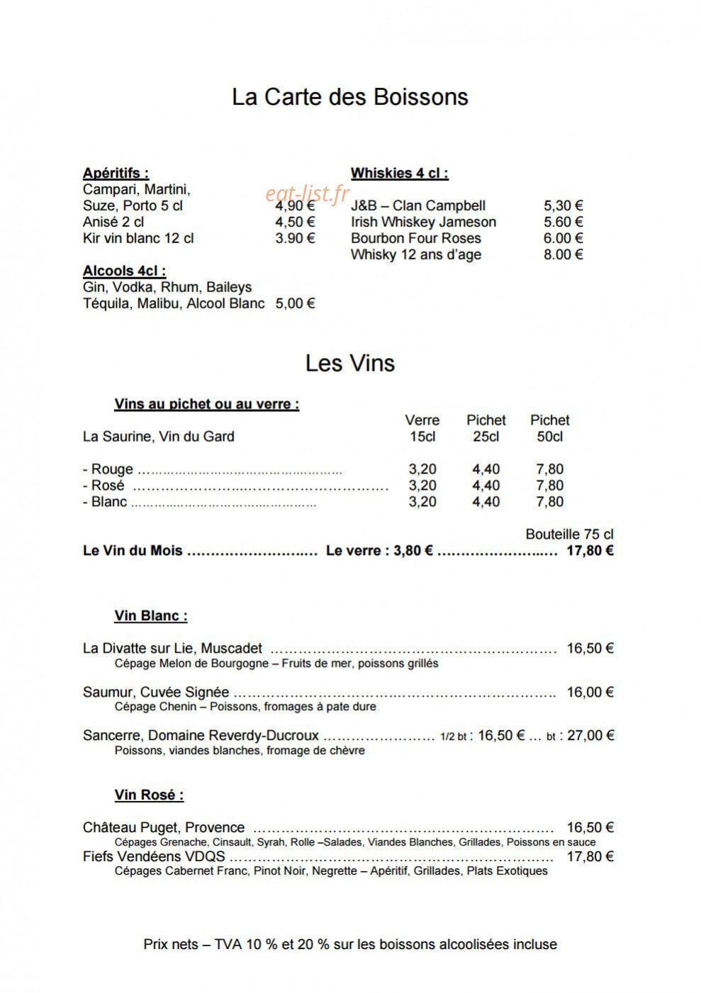 La Terrasse du Ferrain — carte page 2