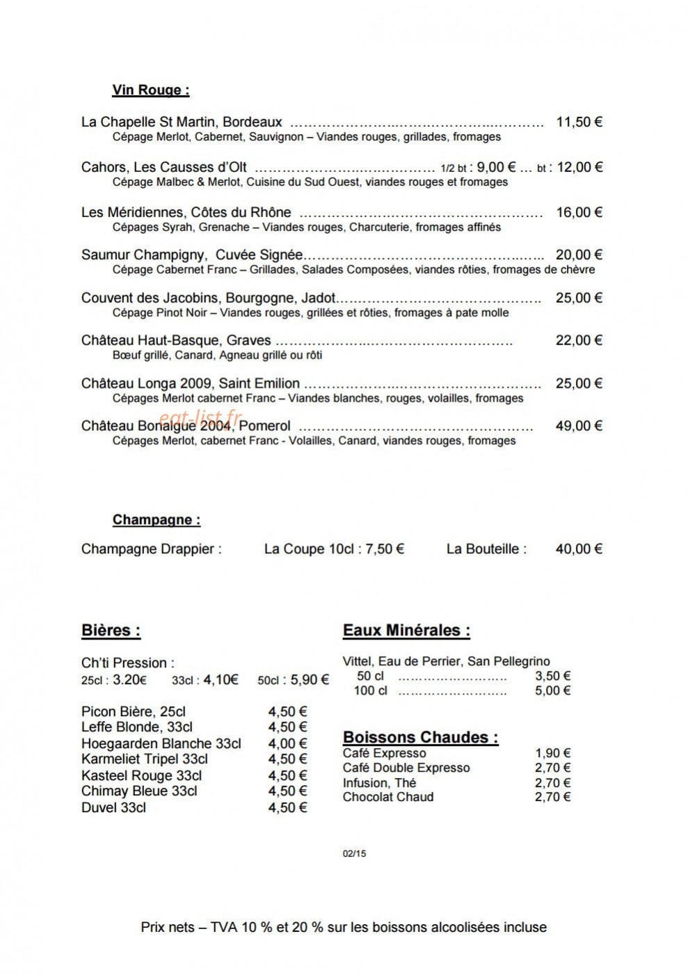 La Terrasse du Ferrain — carte page 3