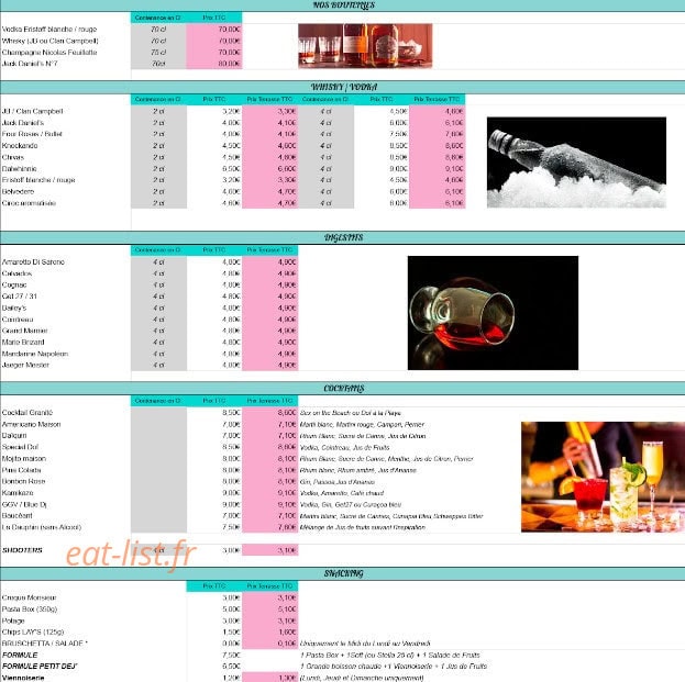Le Dof Café — carte page 1