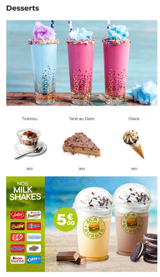 Mac Burger — carte page 9