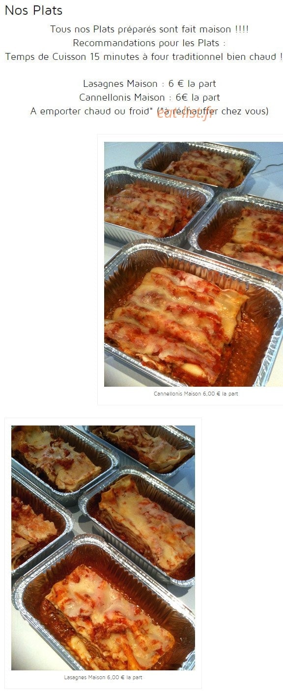 Pizza Bella — carte page 1