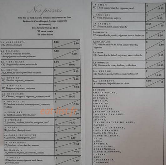 Pizza Gambetta — carte page 3