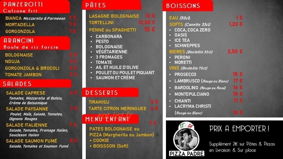 Pizza Padre — carte page 2
