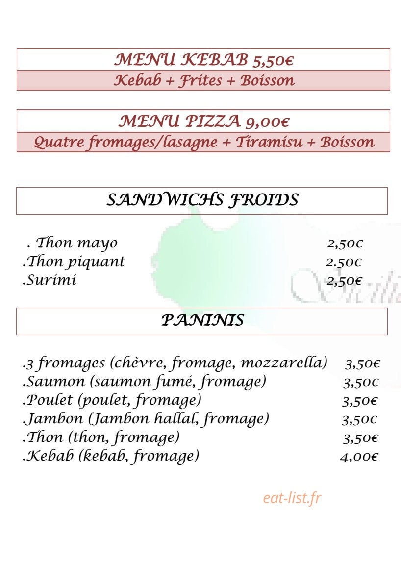 Pizzeria Peri — carte page 1