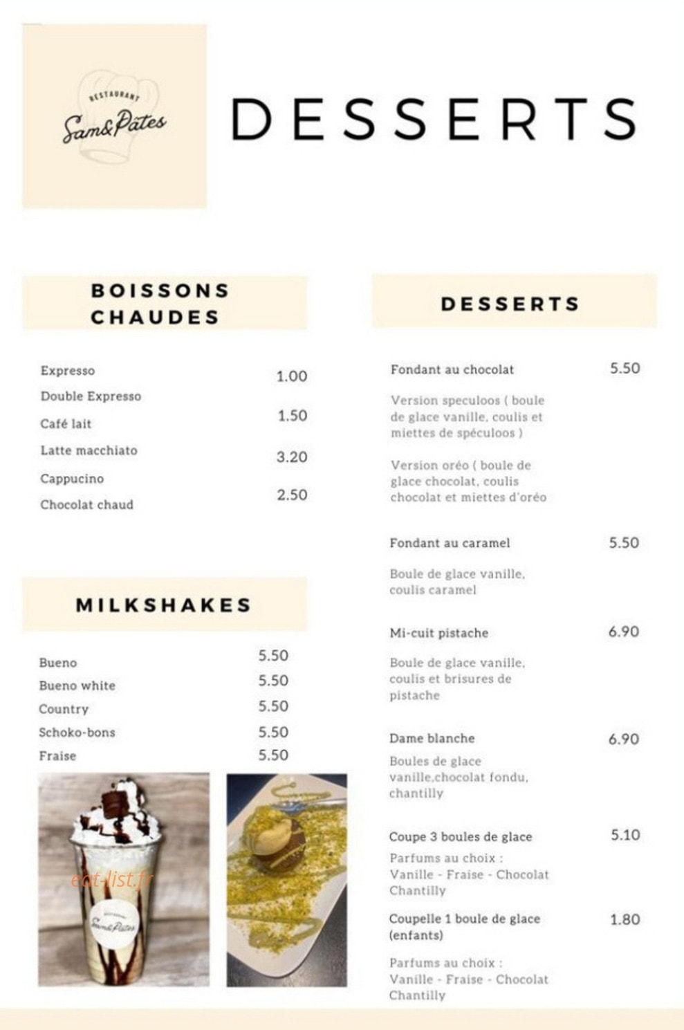 Sam & pates — carte page 3
