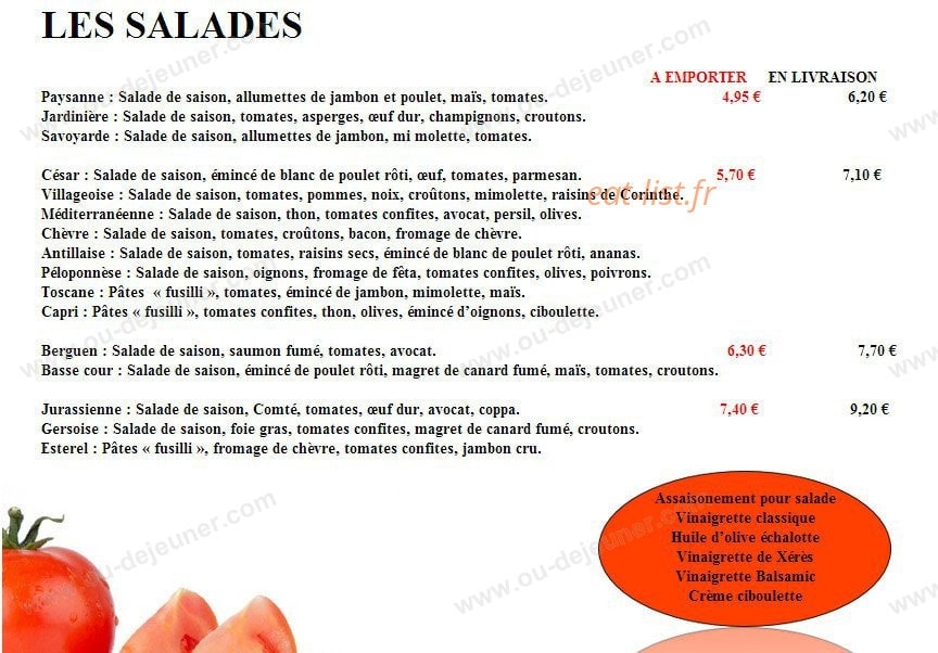 Carte et menu de Tout Feu Tout Flamme à Tourcoing — les salades