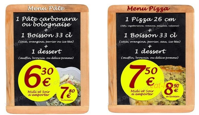 Carte et menu de Tout Feu Tout Flamme à Tourcoing — le menu pate, le menu pizza