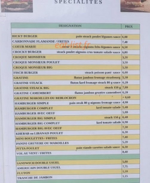 Friterie Marie — carte page 4