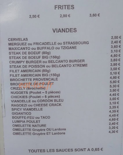 Friterie Marie — carte page 3