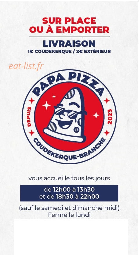 Papa Pizza — carte page 1