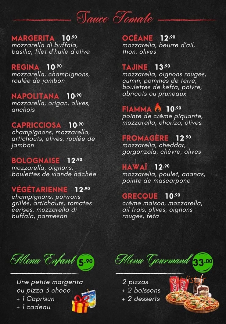 Presto Pizza — carte page 1