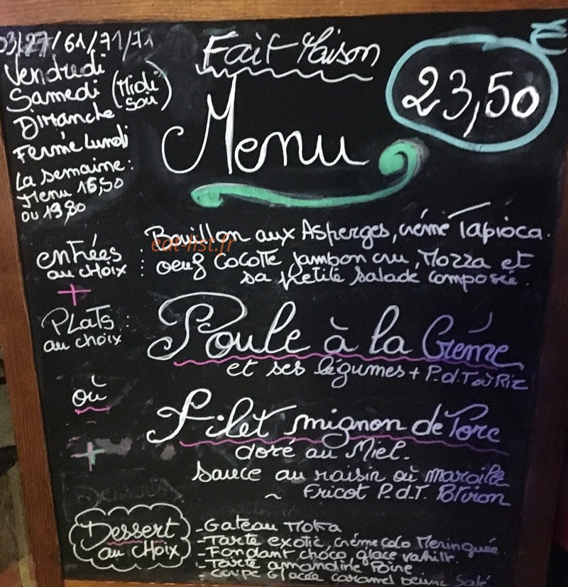 Bistro Brocante — carte page 1
