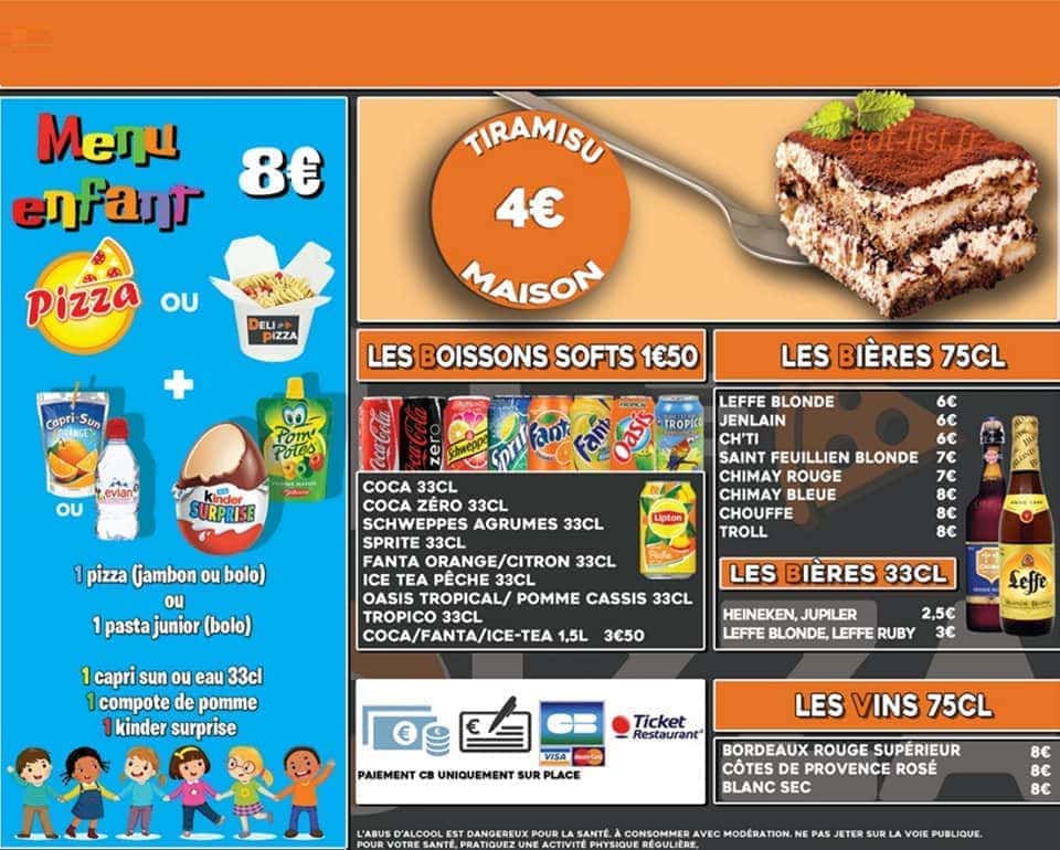 Deli pizza — carte page 1