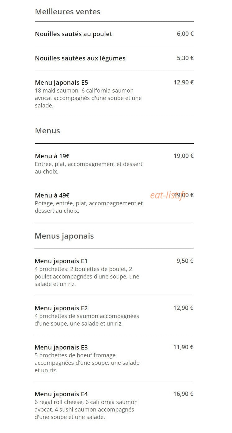 Aux Delices de Denain — carte page 1