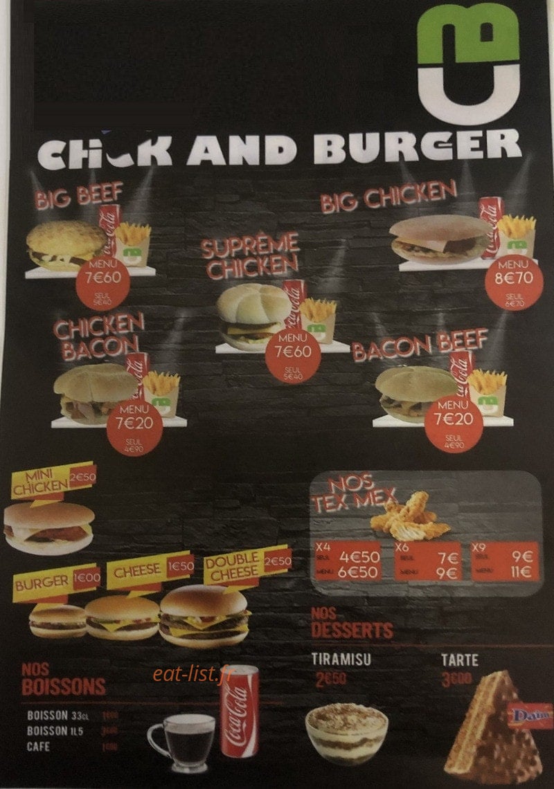 Chik'and Burger — carte page 2