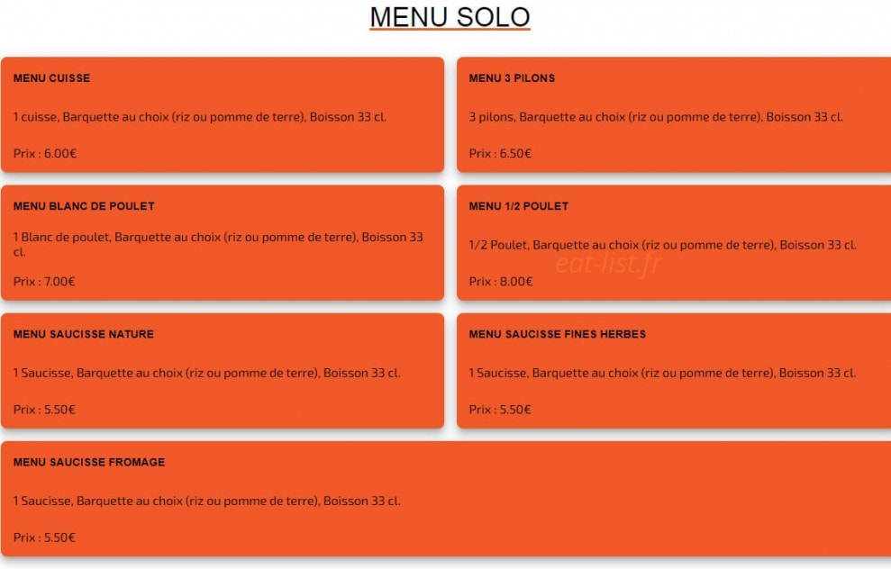Crousti poulet — carte page 1