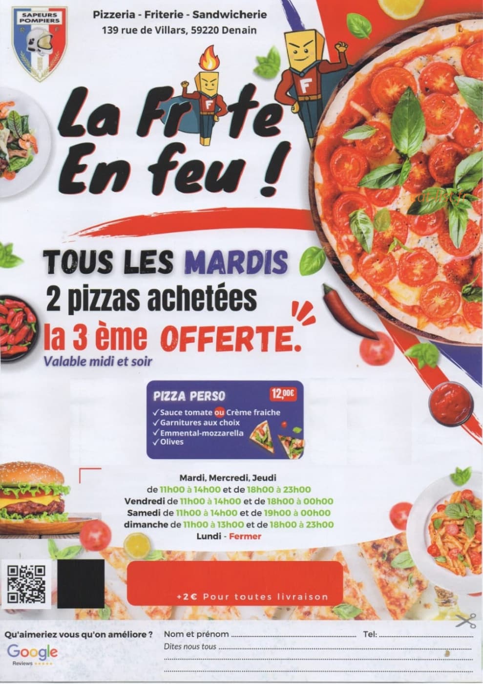La Frite en Feu — carte page 1