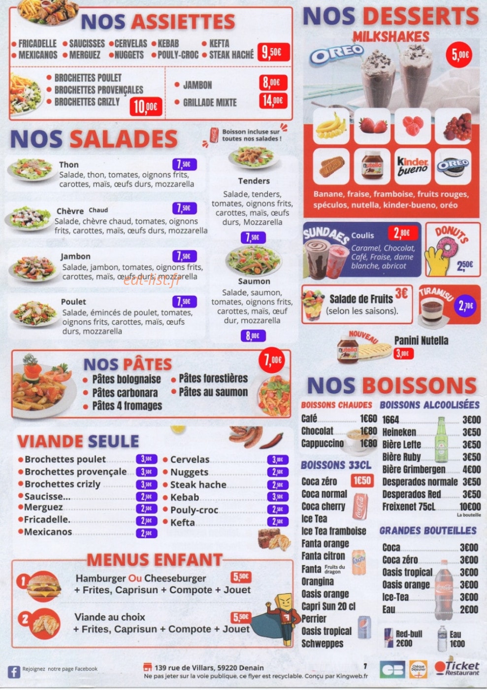 La Frite en Feu — carte page 4
