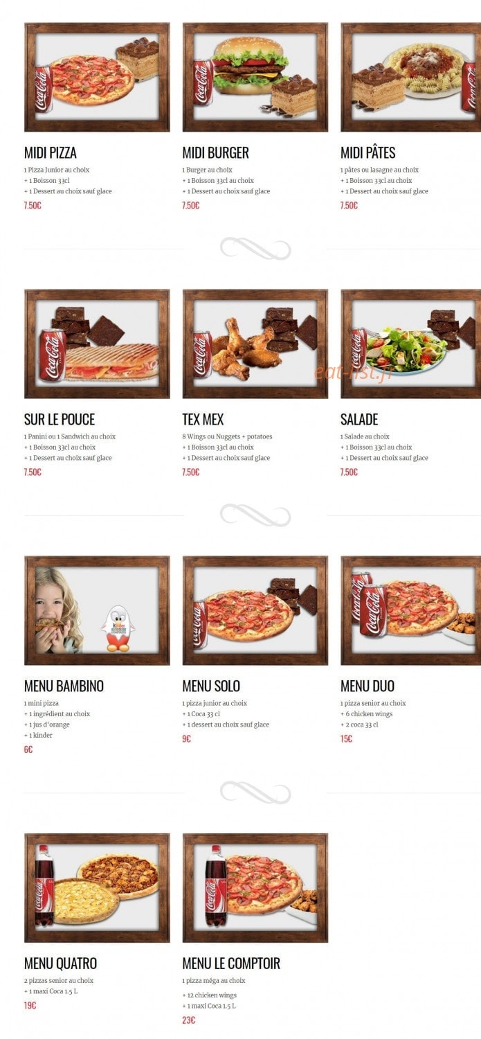 Le Comptoir A Pizza — carte page 1