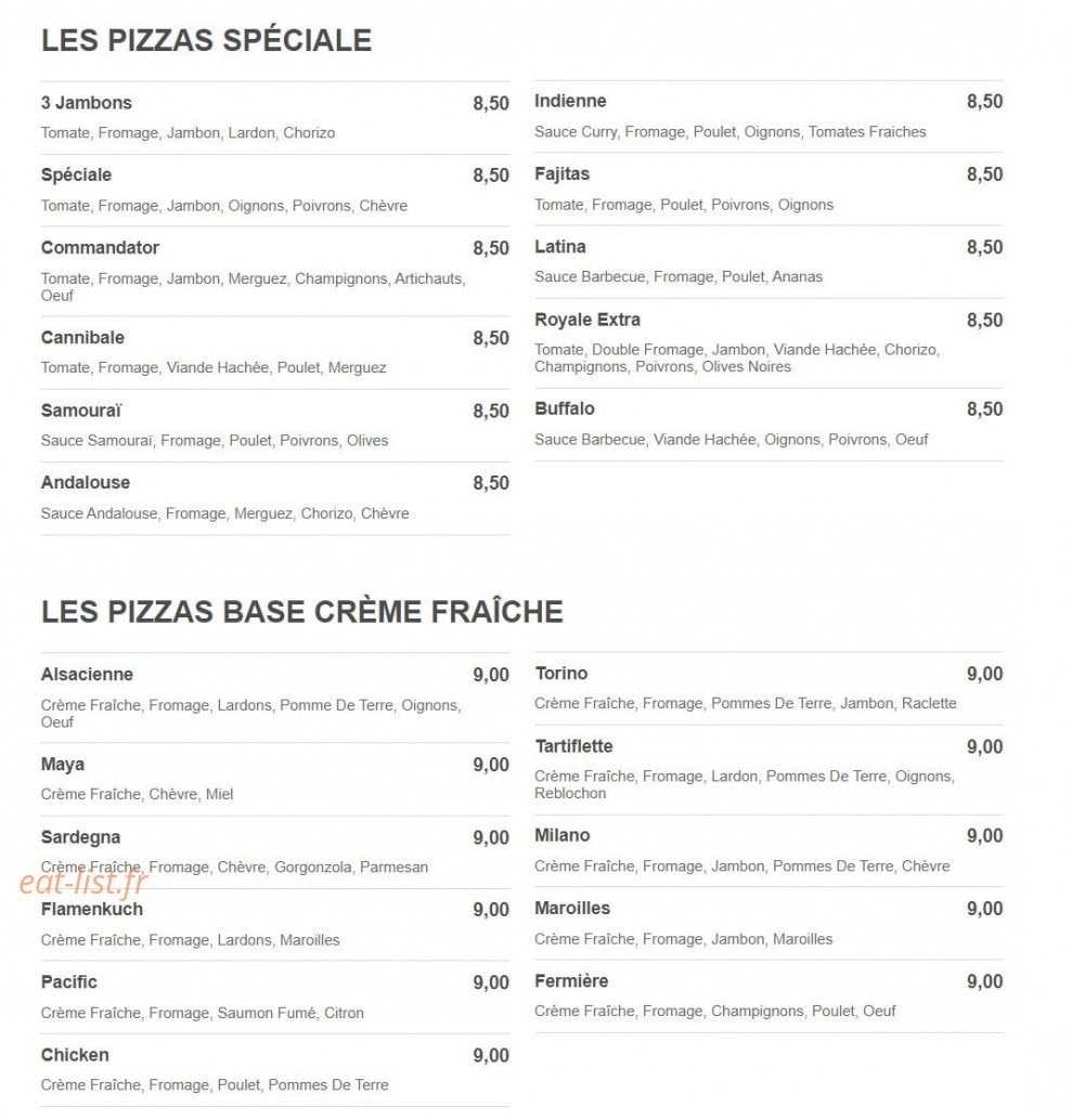 Subito Pizza — carte page 2