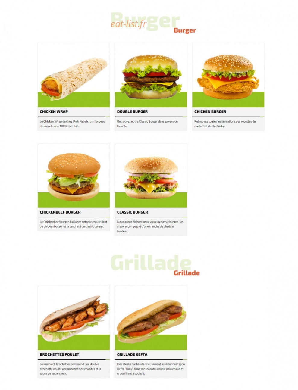 Unik Kebab — carte page 2