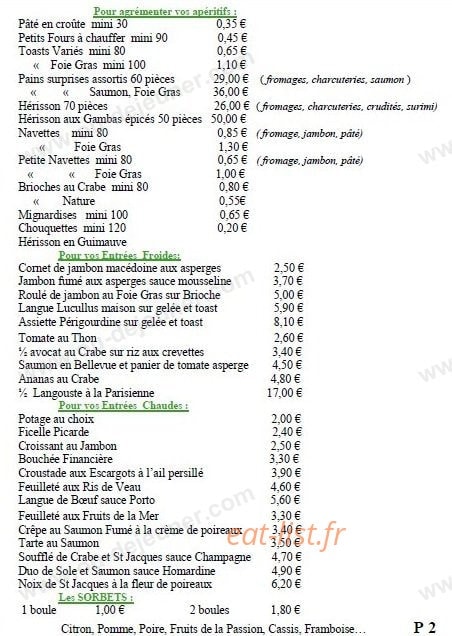 Le bon gourmet — carte page 2