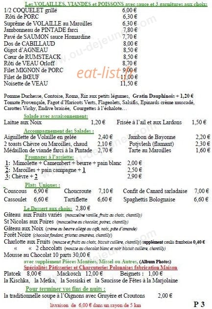 Le bon gourmet — carte page 3