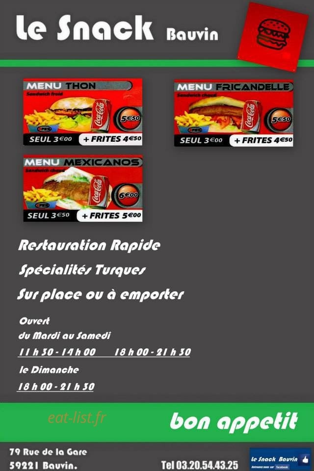 Le-Snack bauvin — carte page 2