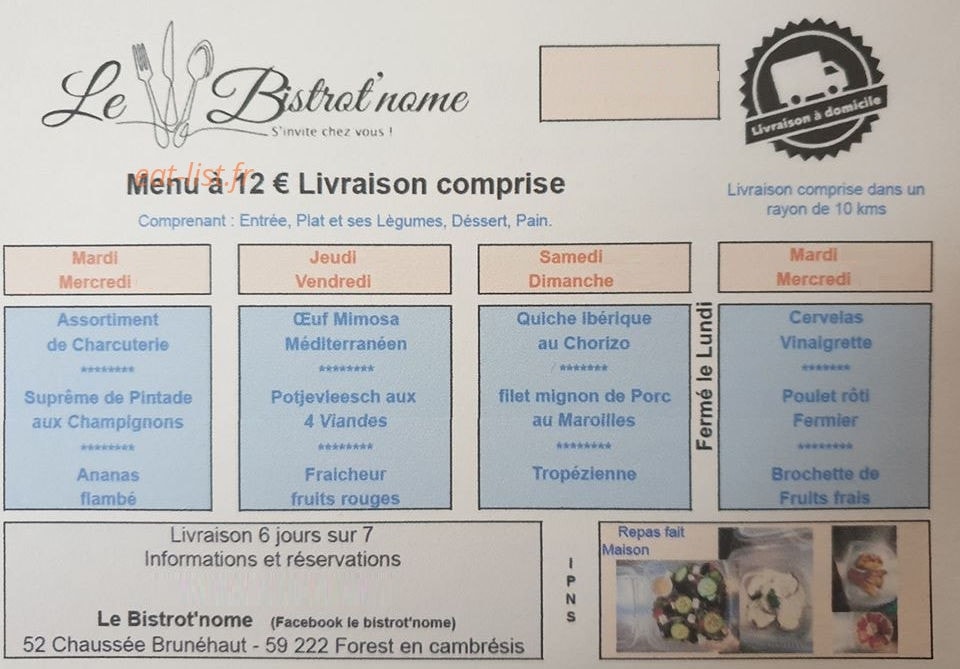 Le bistrot'nome — carte page 1
