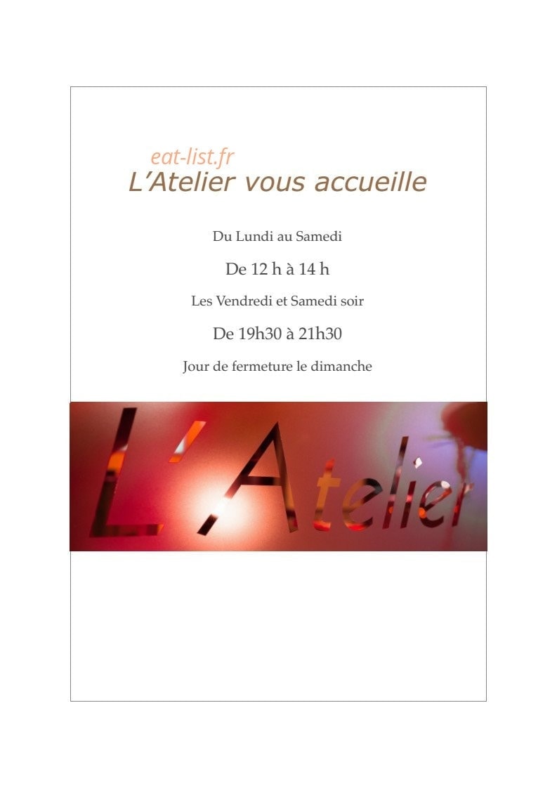 L’Atelier — carte page 1