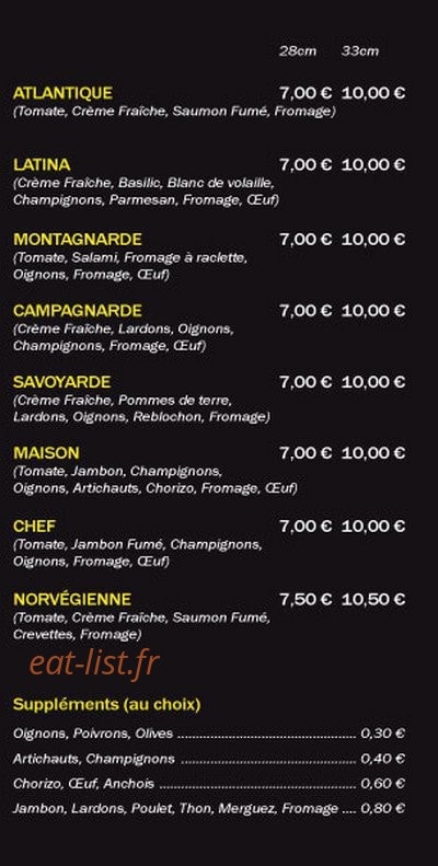 La Pizzéria — carte page 2