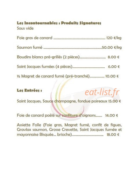 Le Chalet de la Pépinière — carte page 2