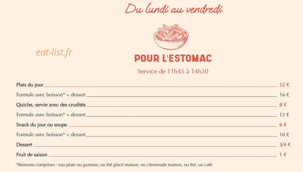 Oma Cantine — carte page 1
