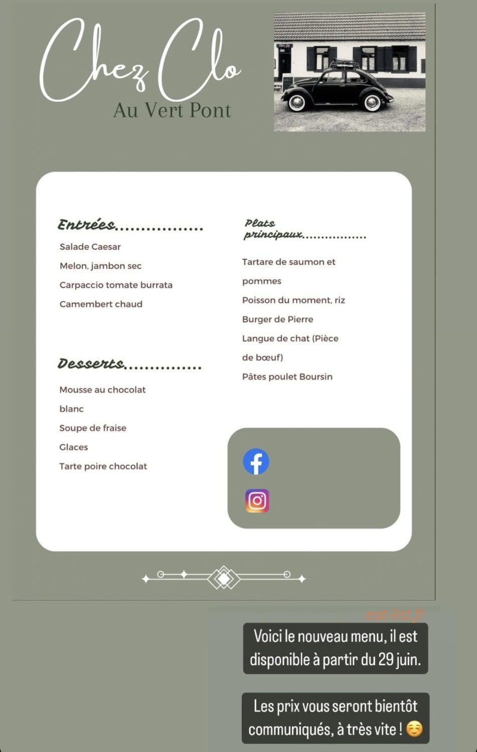 Chez Clo — carte page 1