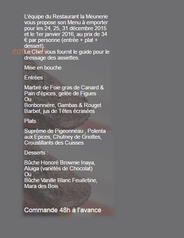 Carte et menu de La Meunerie à Téteghem-Coudekerque-Village  — Les plats à emporter