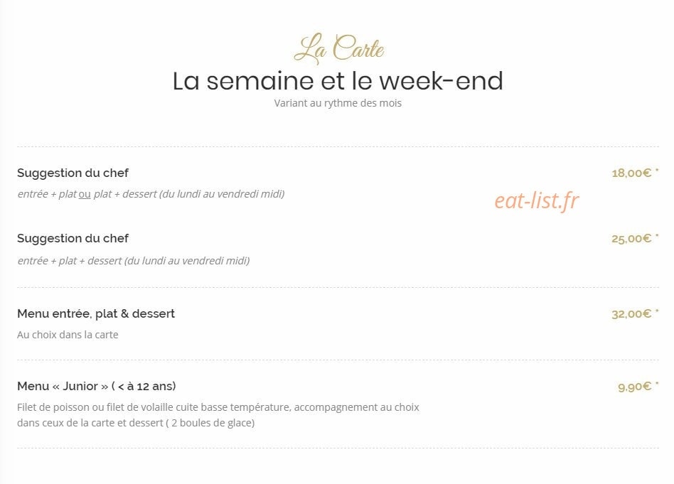Au Gré des Sens — carte page 1