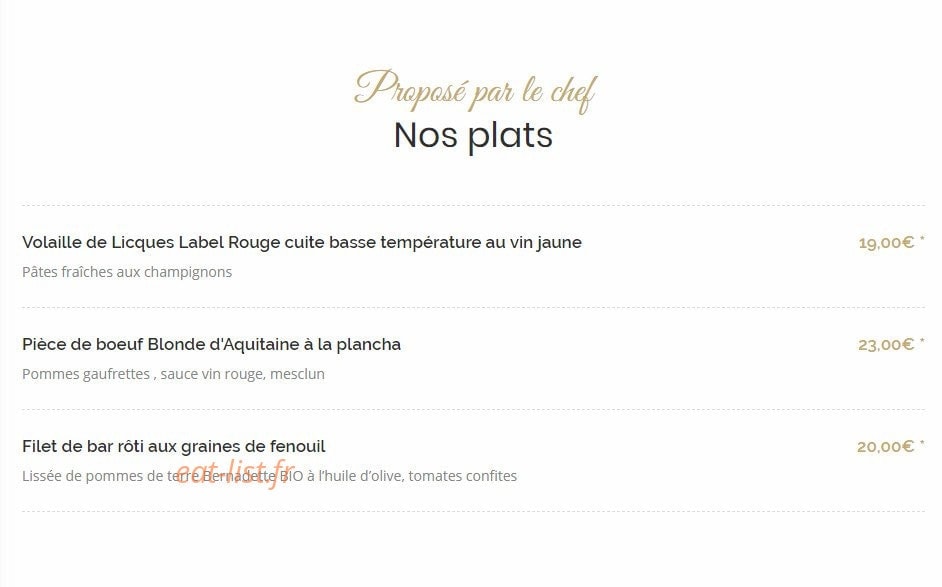 Au Gré des Sens — carte page 3