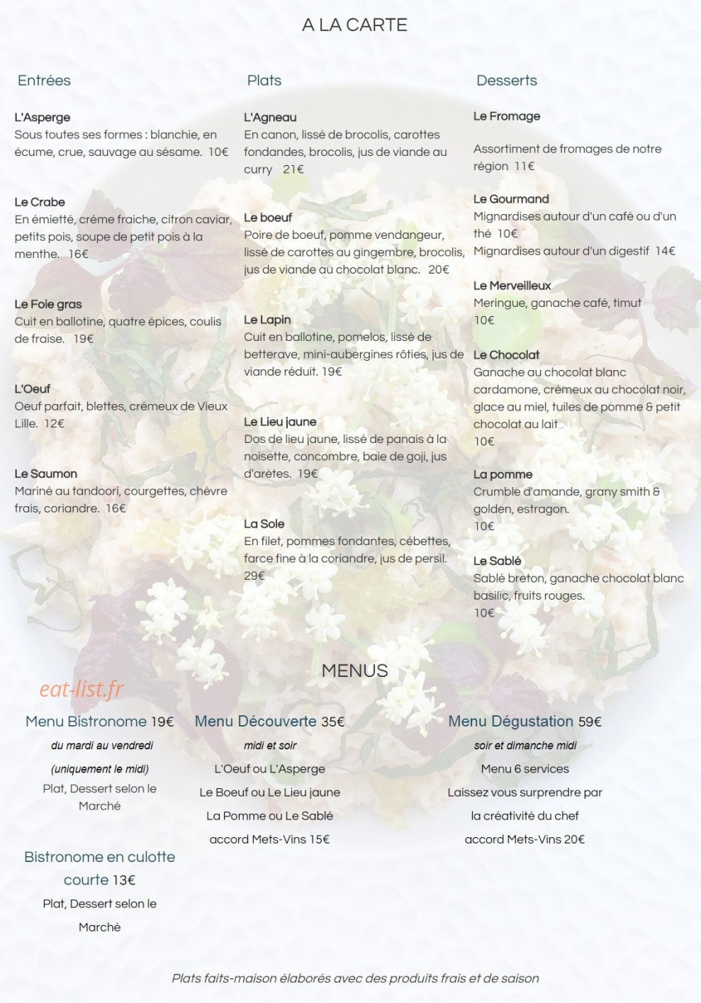 Bistrot de Paris — carte page 2