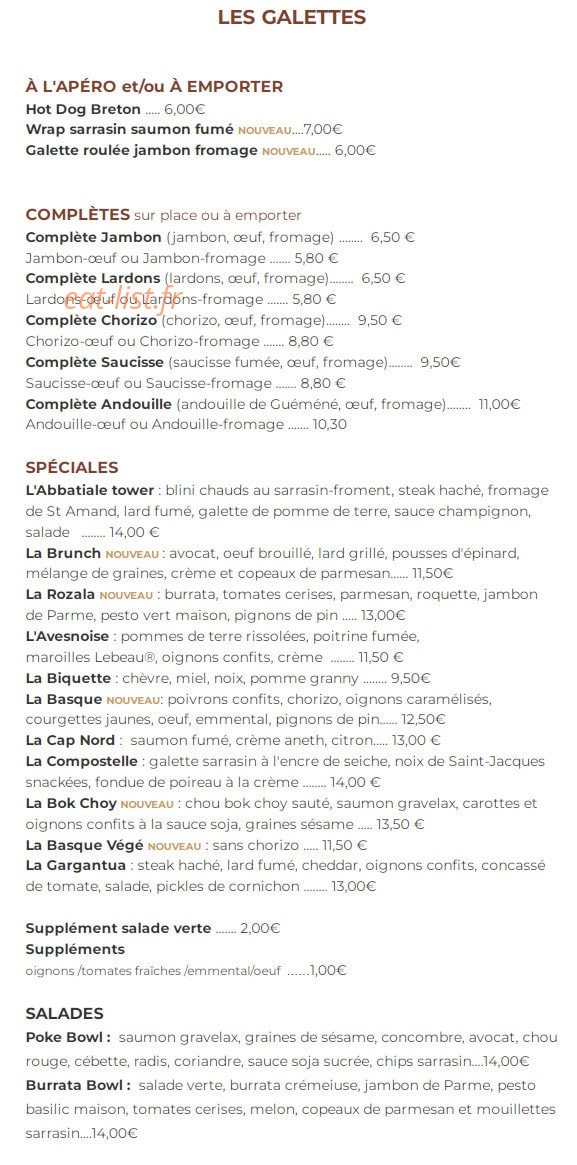 Chez Suzanne — carte page 1