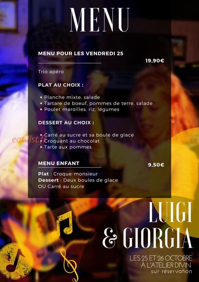 L'atelier Di Vin — carte page 1