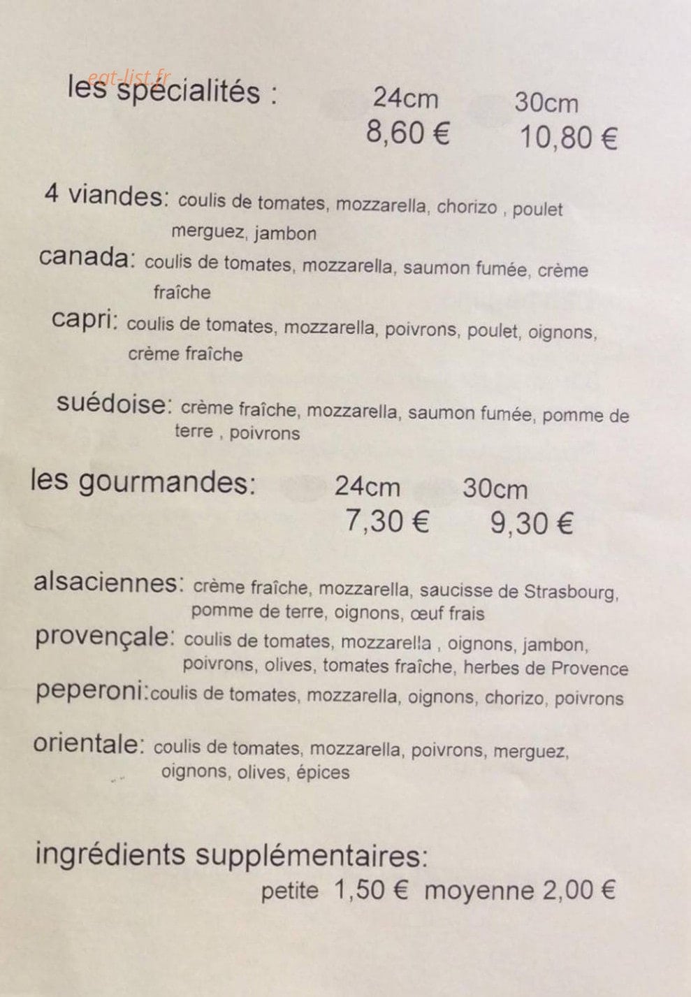 Pizz'a Vic — carte page 2