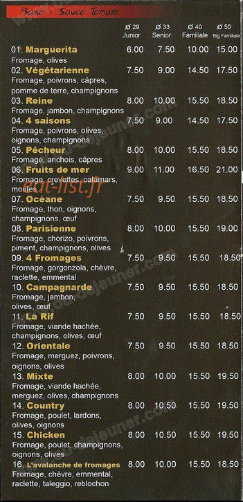 Pizza Rif — carte page 2